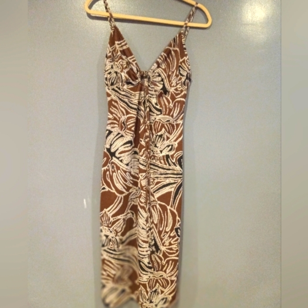 Zara Jacquard Spaghetti Straps Midi Dress
